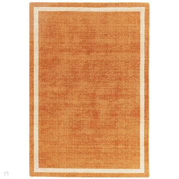 Albi Modern Plain Border Tonal Distressed Hand-Woven Textured Wool Low Profile Tip Sheared Short Pile Orange Rug-Asiatic Carpets-Rug Love - The Most Loved Rug Store